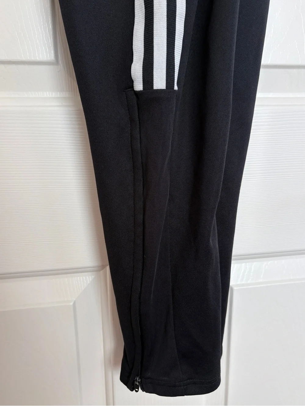 Adidas Black Track Pants w/ White Stripes & Mesh Panels